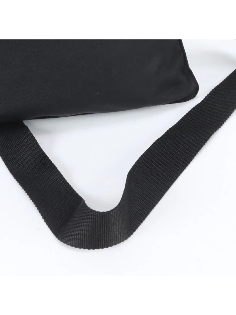 Prada Tessuto Nylon Triangle Logo Leather Shoulder Bag Crossbody Messenger Black